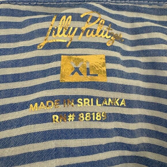 Lilly Pulitzer Striped Cotton Sea View Button Down Top With Pockets Size XL - Picture 4 of 7